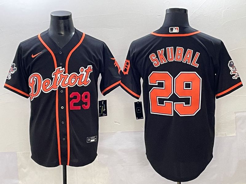Men 2025 Detroit Tigers 29 Skubal Black Joint Name Nike MLB Jersey style 5